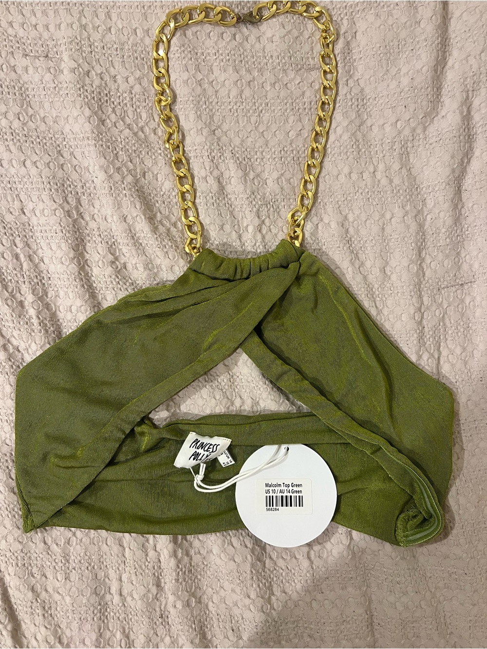 Princess Polly Olive Green Chain Neck Halter Top